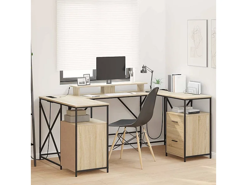 Bureau Chêne sonoma 182 x 101 x 87.5 cm Bois d'ingénierie