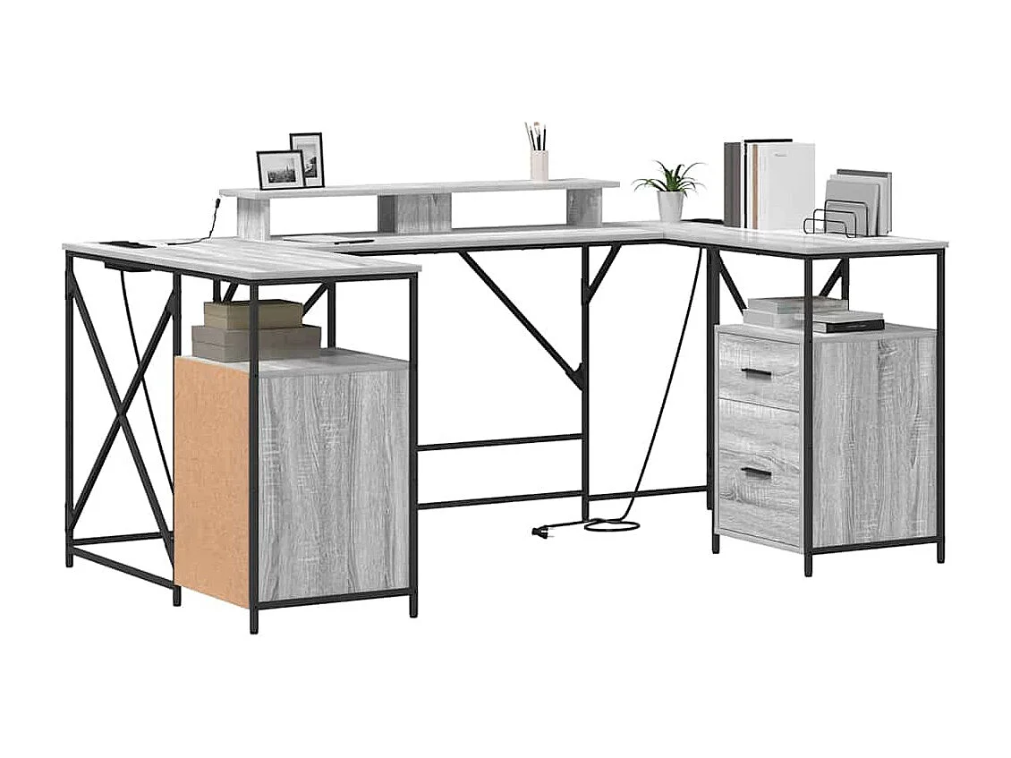 Bureau Sonoma gris 182 x 101 x 87.5 cm Bois d'ingénierie