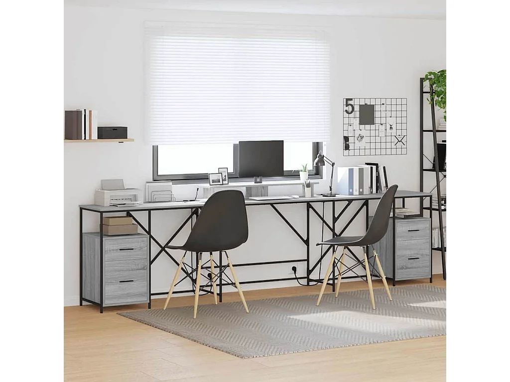 Bureau Sonoma gris 182 x 101 x 87.5 cm Bois d'ingénierie