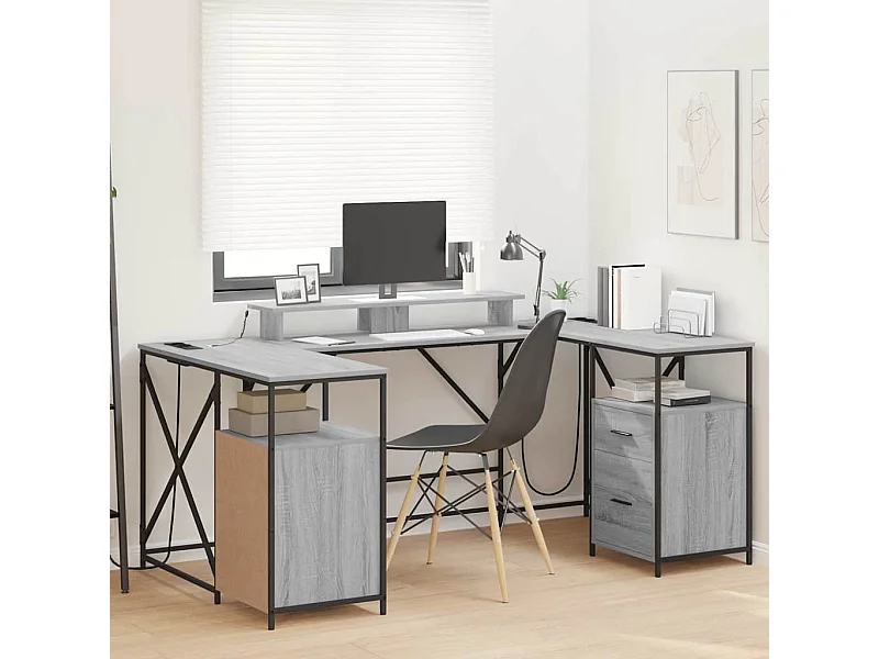 Bureau Sonoma gris 182 x 101 x 87.5 cm Bois d'ingénierie