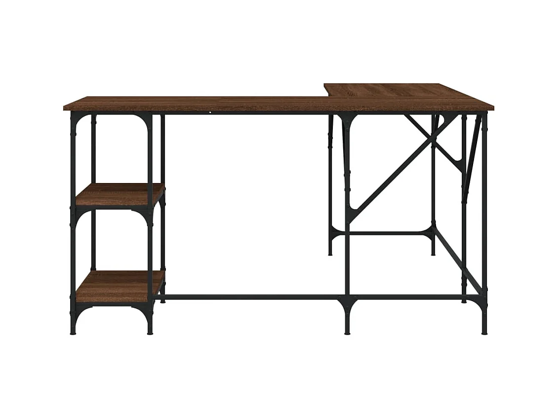 Bruin eiken bureau 139x139x75 cm bewerkt hout