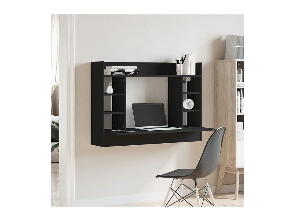 Escritorio de pared negro 105x48x75 cm madera de ingeniería