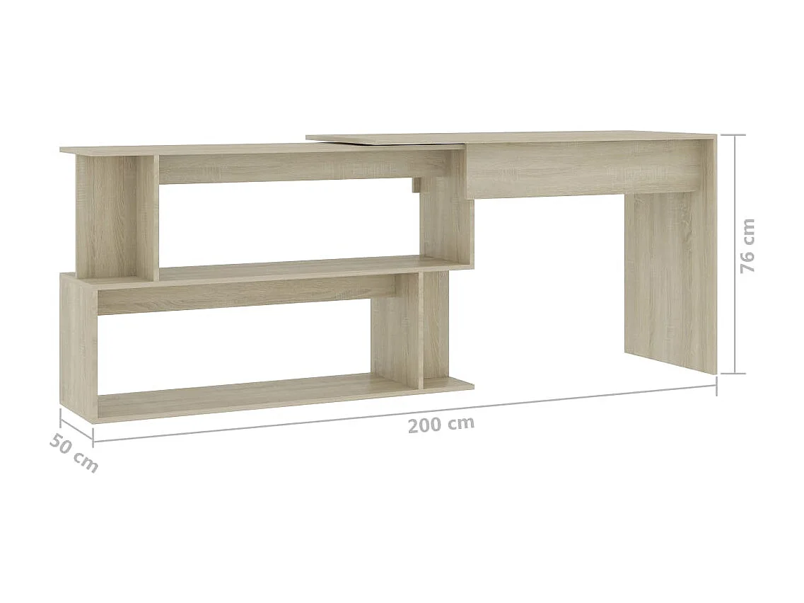 Scrivania angolare in rovere Sonoma 200x50x76 cm in legno ingegnerizzato