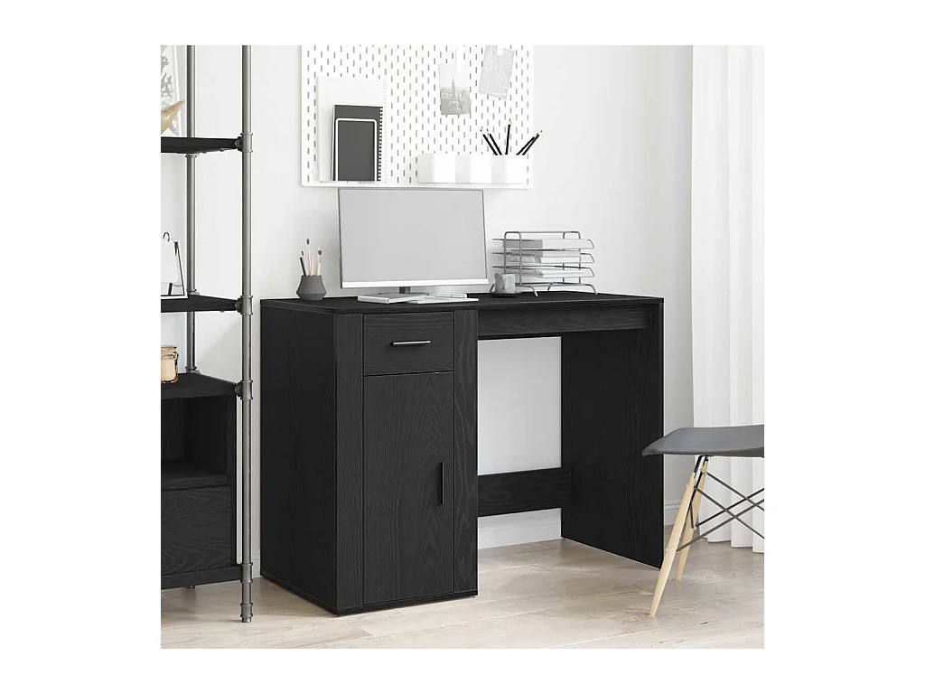 Bureau avec porte Chêne noir 100 x 49 x 75 cm Bois d'ingénierie