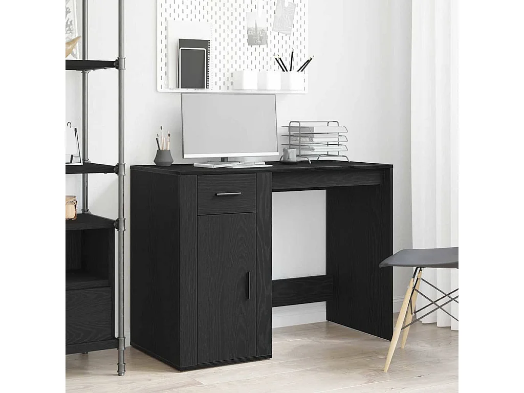 Bureau avec porte Chêne noir 100 x 49 x 75 cm Bois d'ingénierie