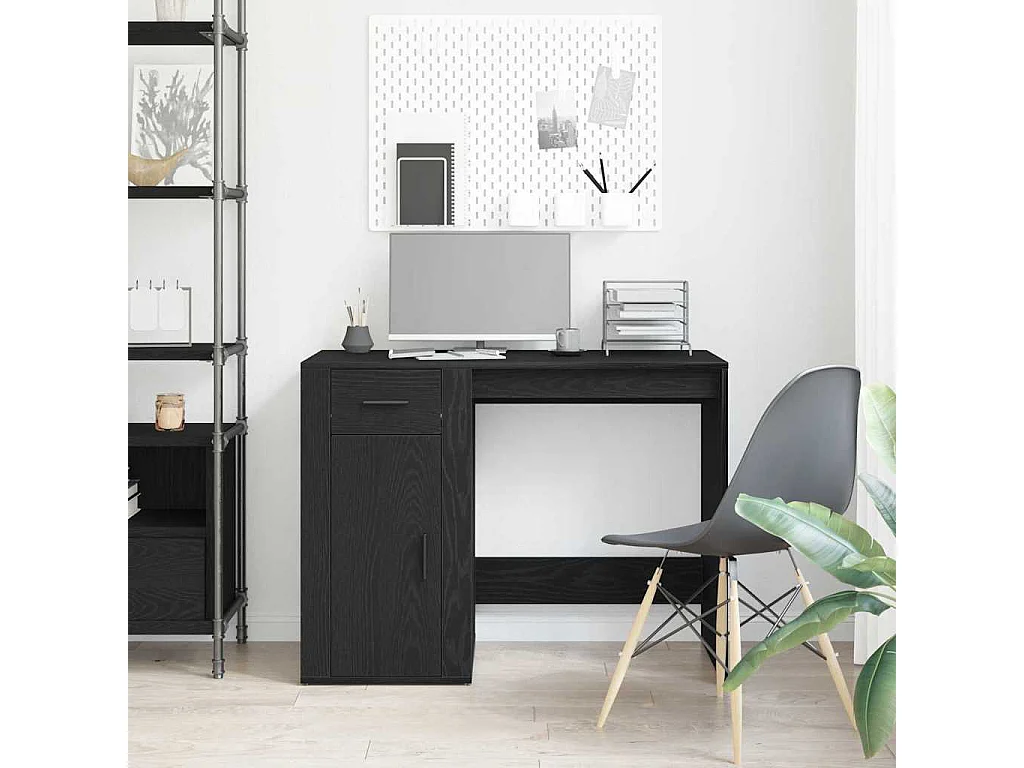 Bureau avec porte Chêne noir 100 x 49 x 75 cm Bois d'ingénierie