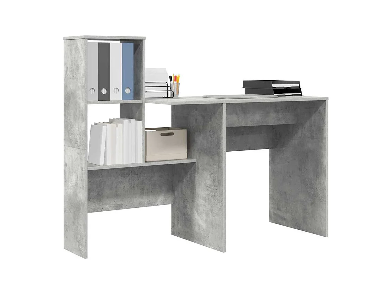 Bureau Gris béton 131,5 x 50 x 106,5 cm Bois d'ingénierie