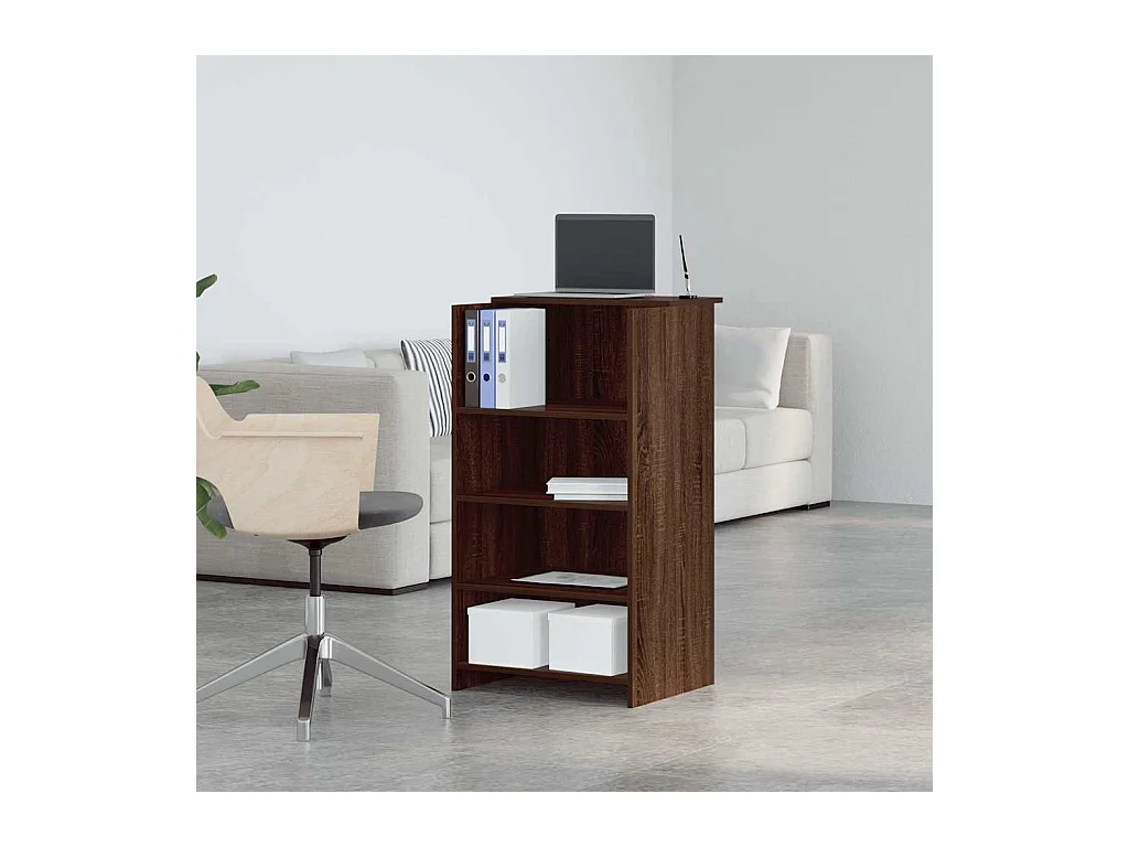 Bureau de réception chêne brun 55x50x103,5 cm bois d'ingénierie