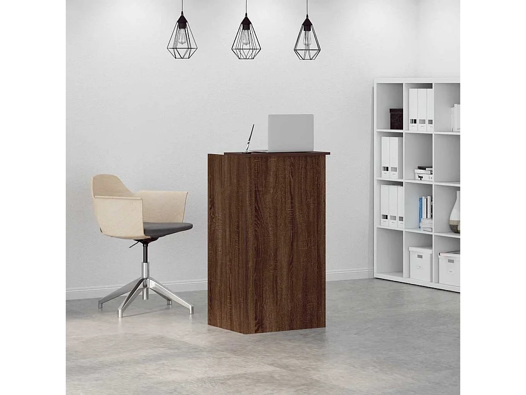 Bureau de réception chêne brun 55x50x103,5 cm bois d'ingénierie