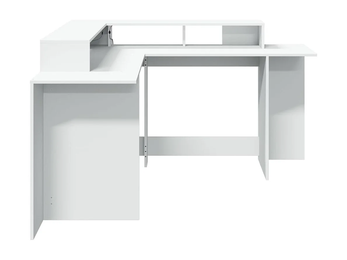 Scrivania con luci LED bianca 152x152x91 cm in legno ingegnerizzato