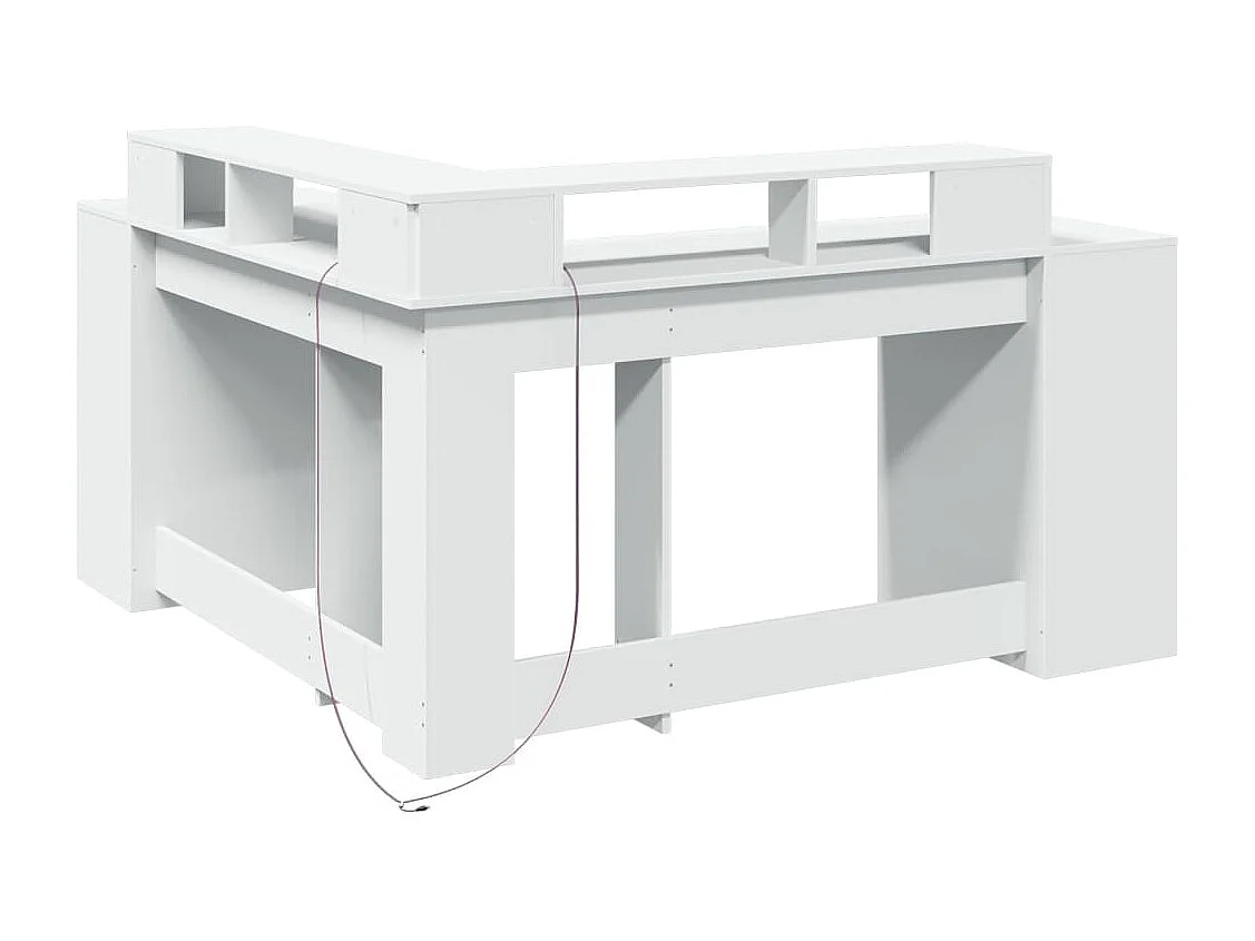 Scrivania con luci LED bianca 152x152x91 cm in legno ingegnerizzato