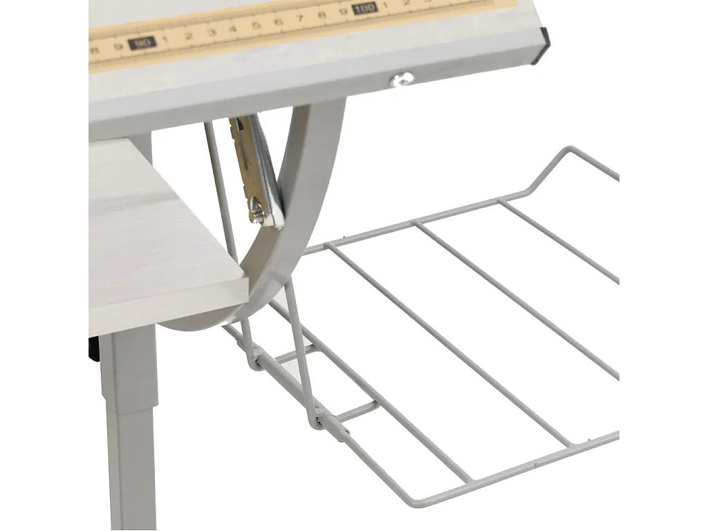 Escritorio de manualidades blanco y gris 110x53x(58-87) cm