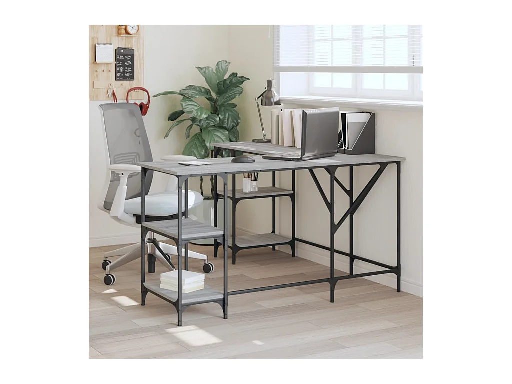 Sonoma grijs bureau 139x139x75 cm bewerkt hout