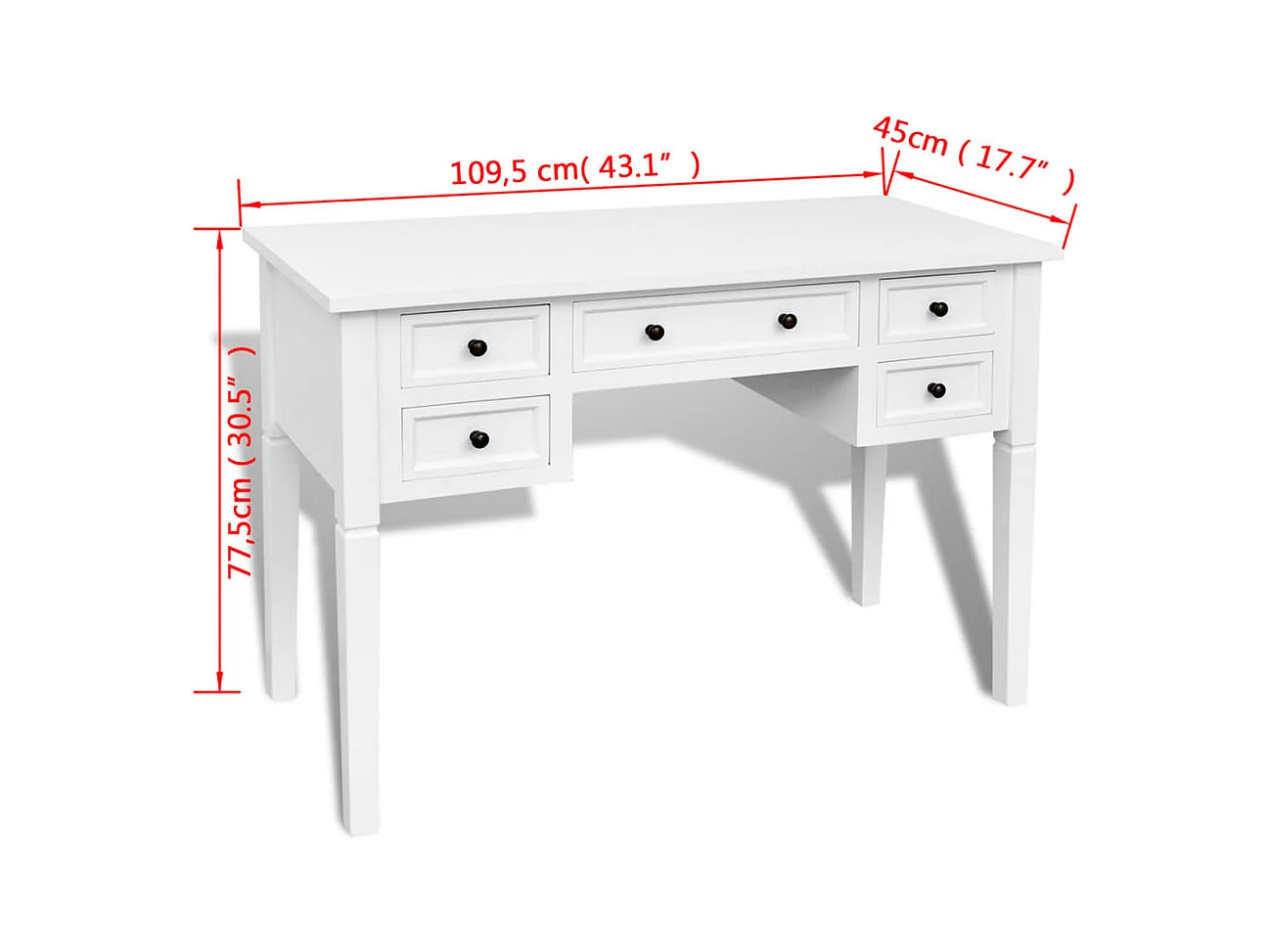 Wit bureau met 5 lades