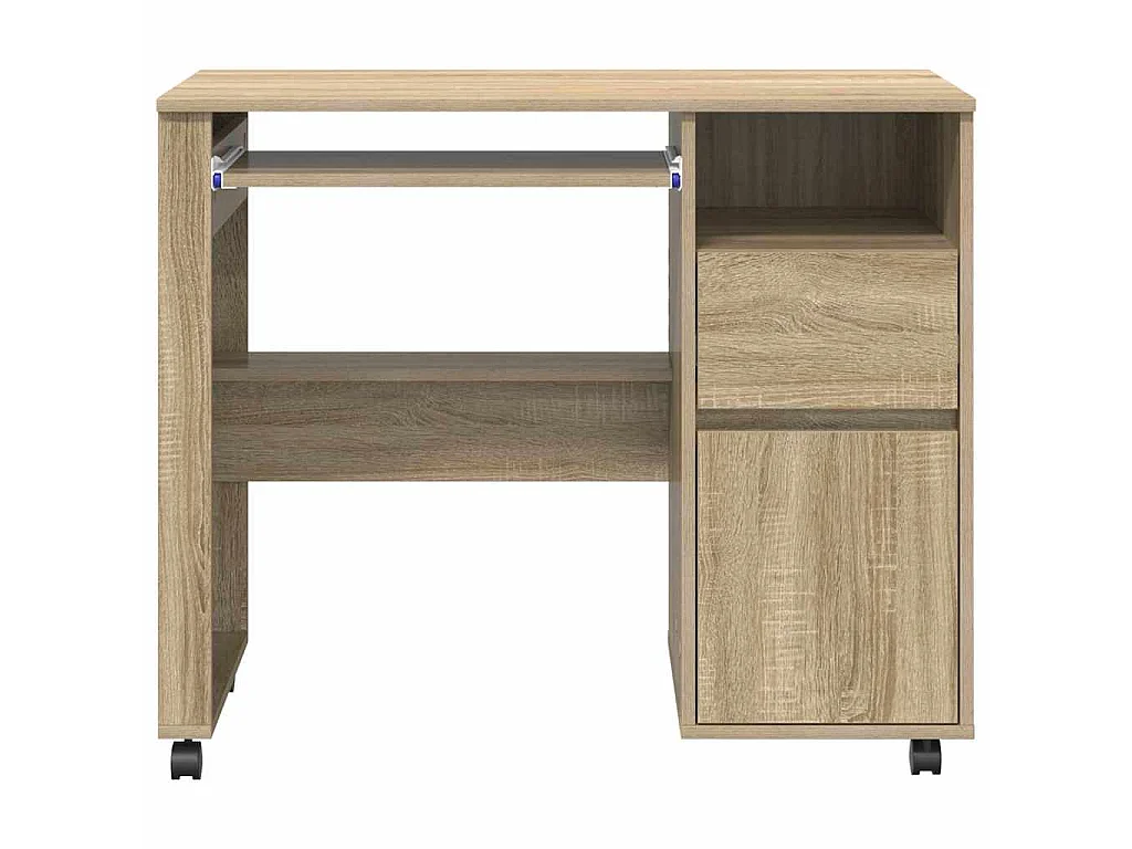 Schreibtisch mit Rollen und Schublade Sonoma Eiche 91 x 50 x 77 cm