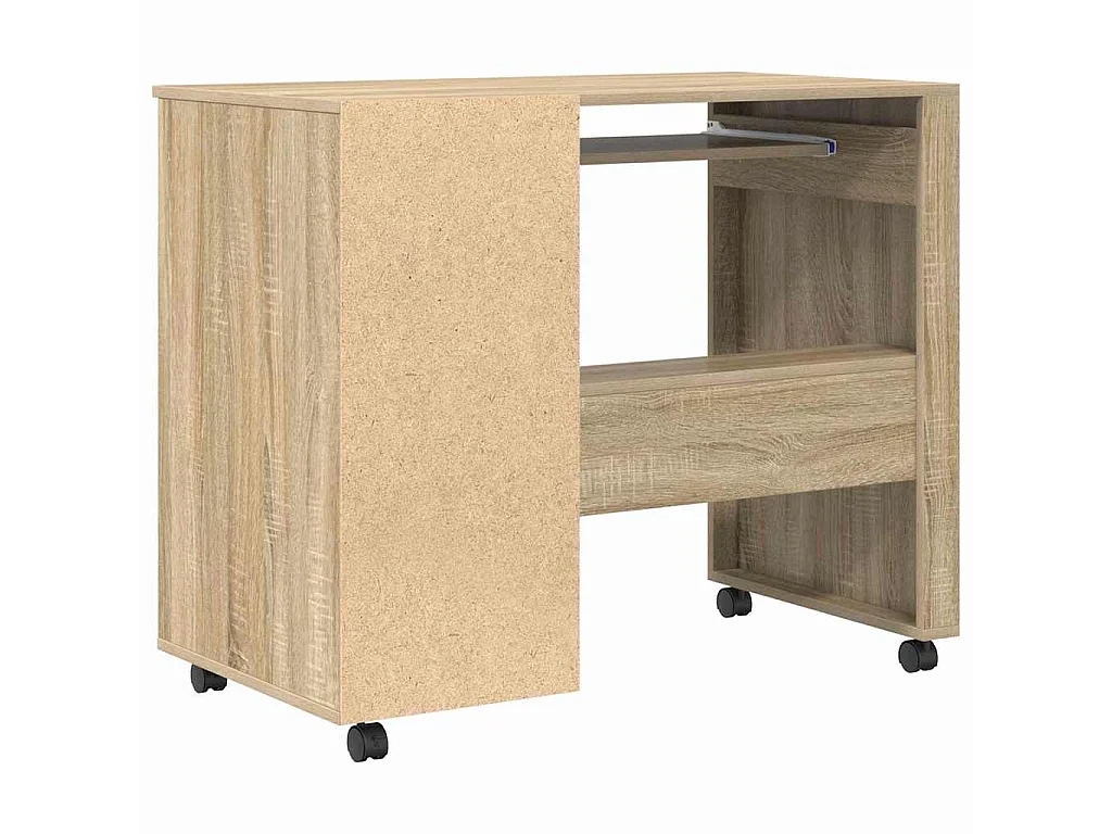 Schreibtisch mit Rollen und Schublade Sonoma Eiche 91 x 50 x 77 cm