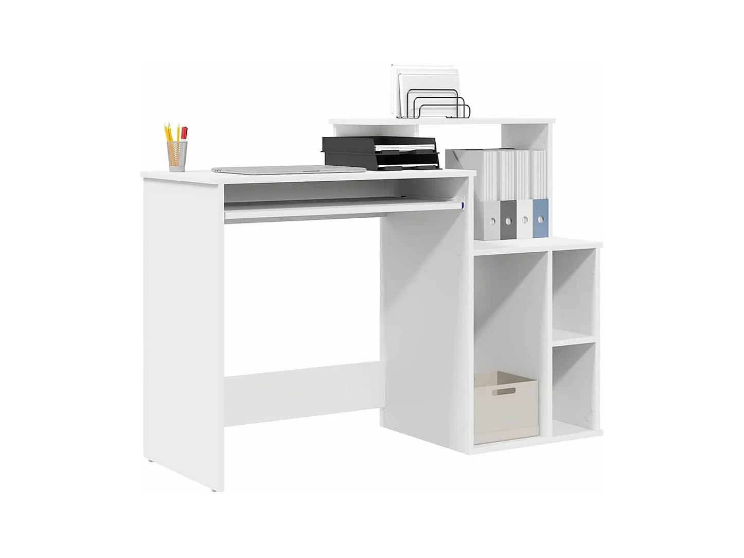 Bureau avec Rangement avec étagère Blanc 120.5 x 44 x 88.5 cm