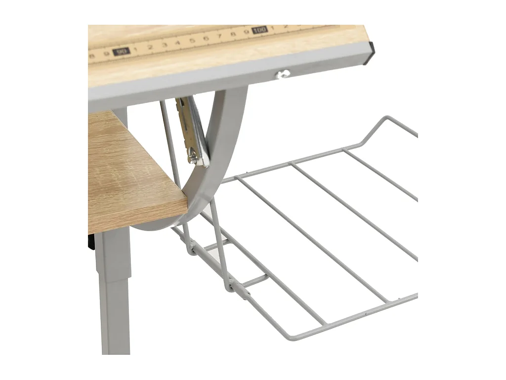 Escritorio artesanal roble sonoma y gris 110x53x(58-87) cm