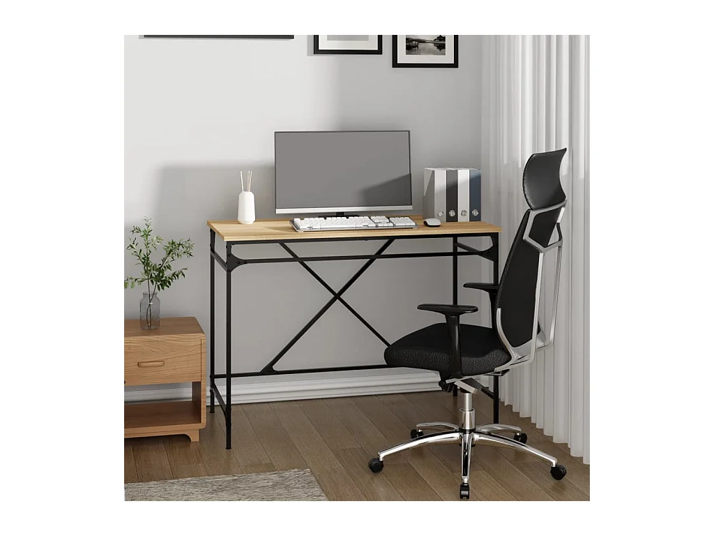 Sonoma eiken bureau 100x50x75 cm bewerkt hout en ijzer