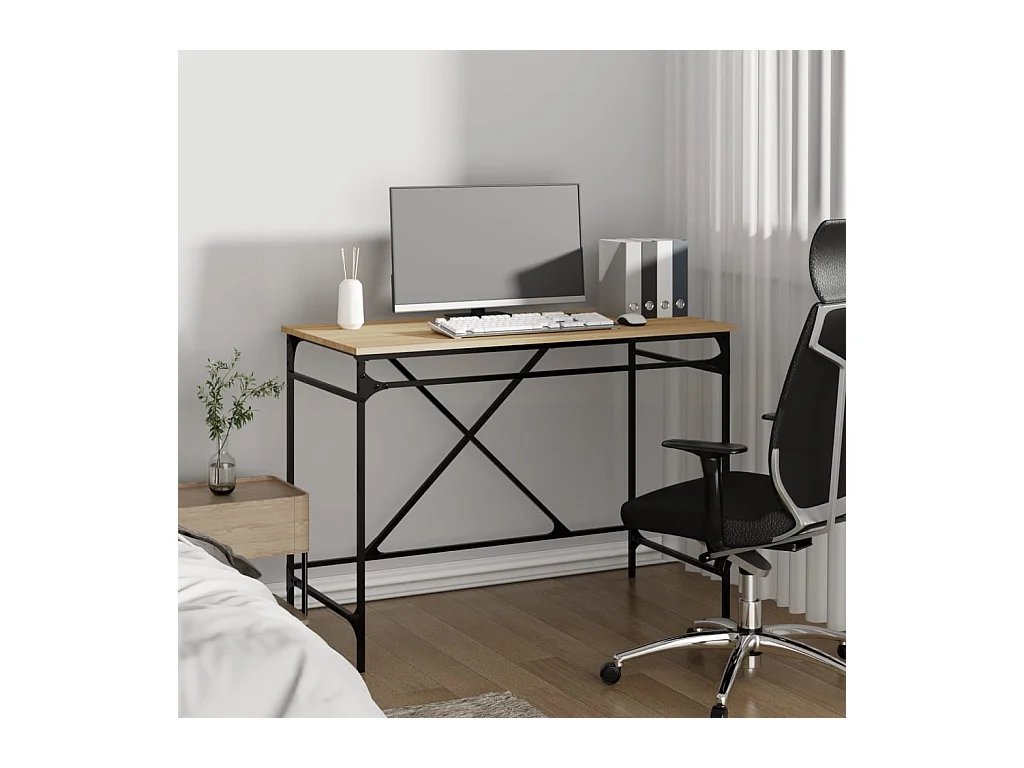 Sonoma eiken bureau 100x50x75 cm bewerkt hout en ijzer