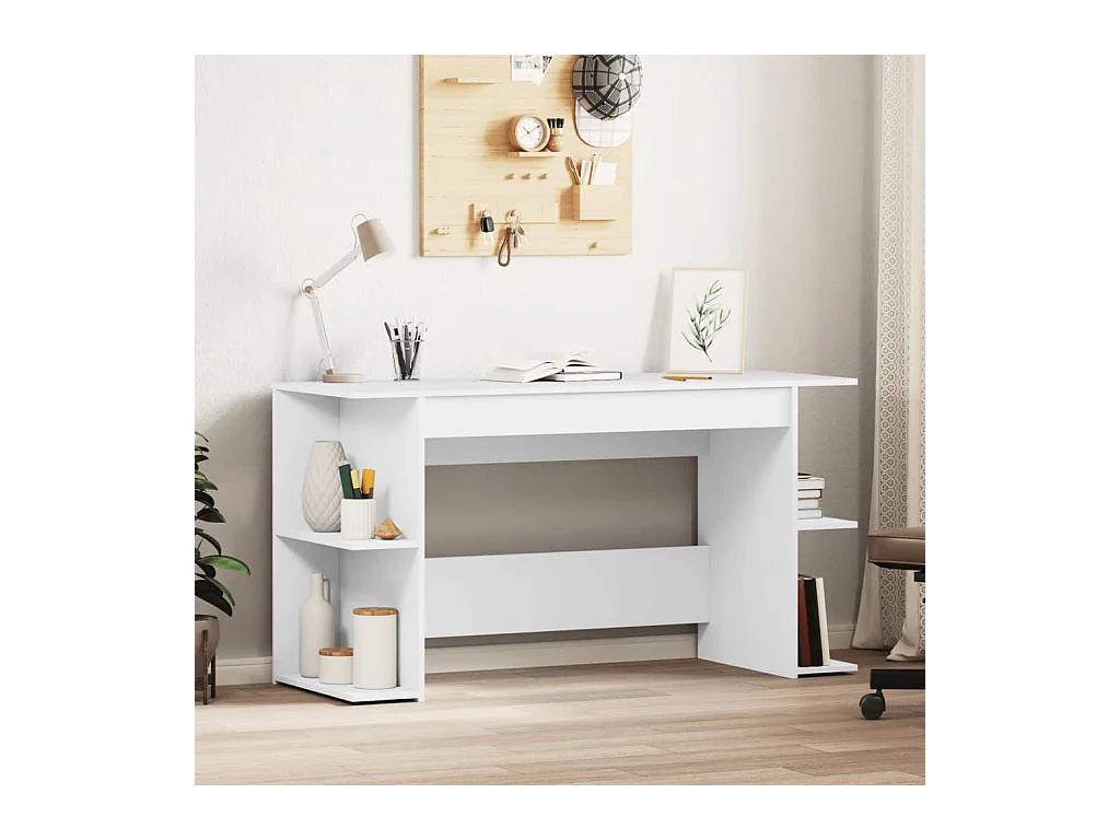 Bureau blanc 140x50x75 cm bois d'ingénierie