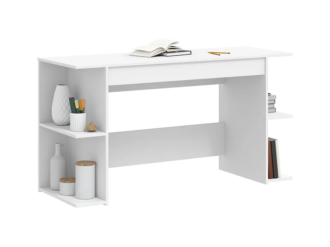 Bureau blanc 140x50x75 cm bois d'ingénierie