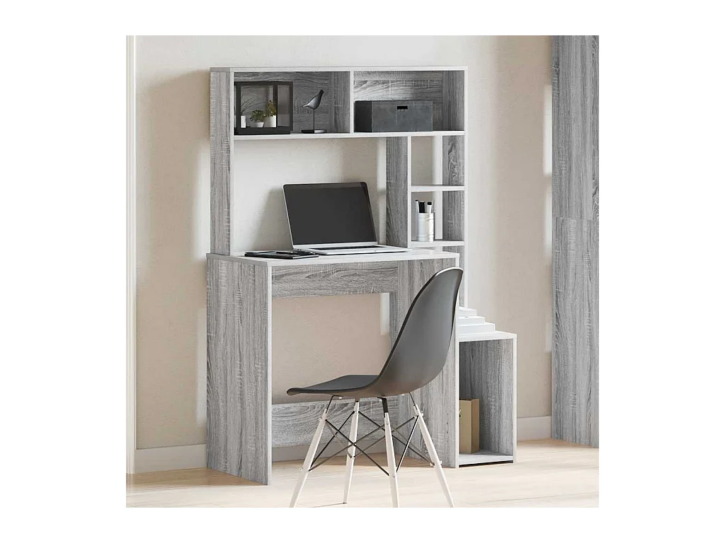 Bureau avec étagères sonoma gris 100x45x140cm bois d'ingénierie