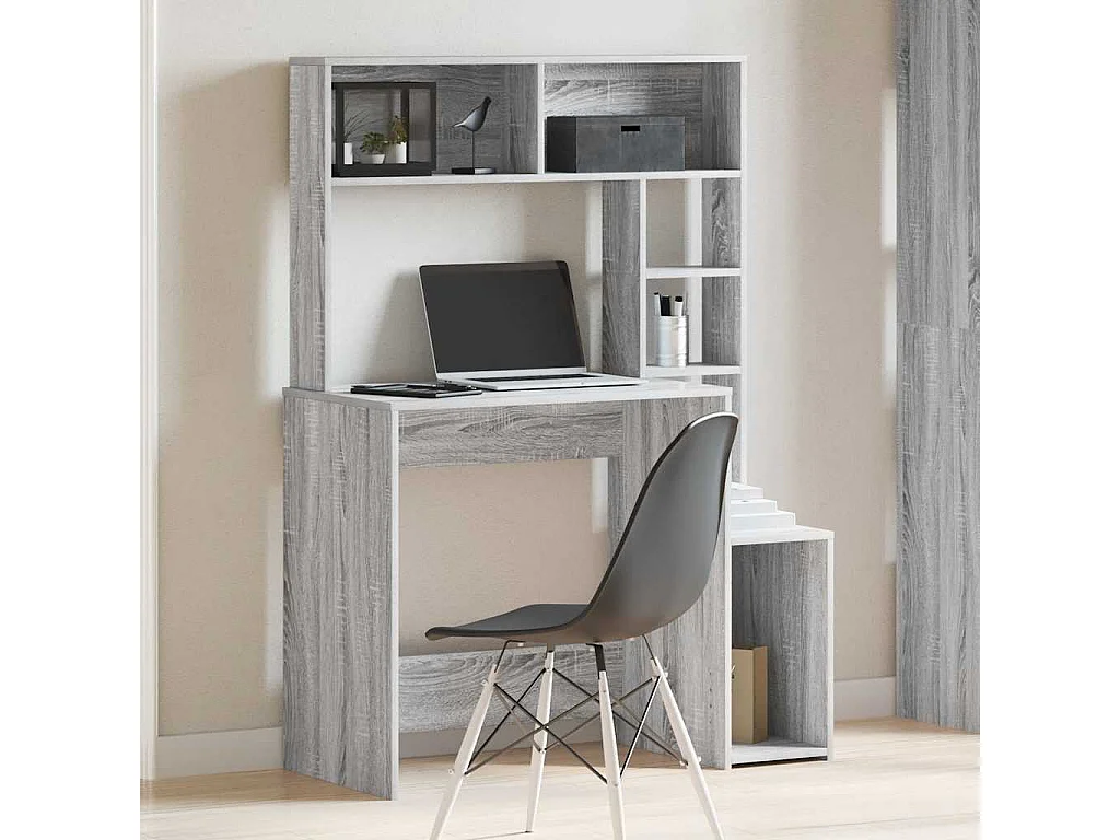 Bureau avec étagères sonoma gris 100x45x140cm bois d'ingénierie
