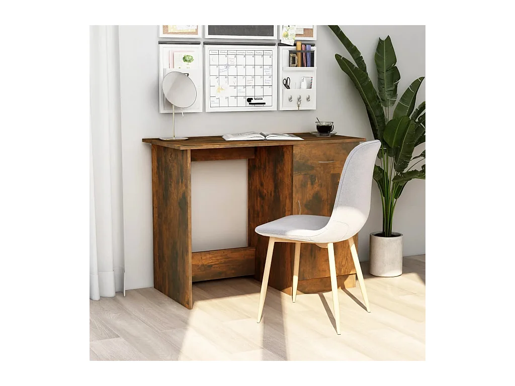 Gerookt eikenhouten bureau 100x50x76 cm, bewerkt hout