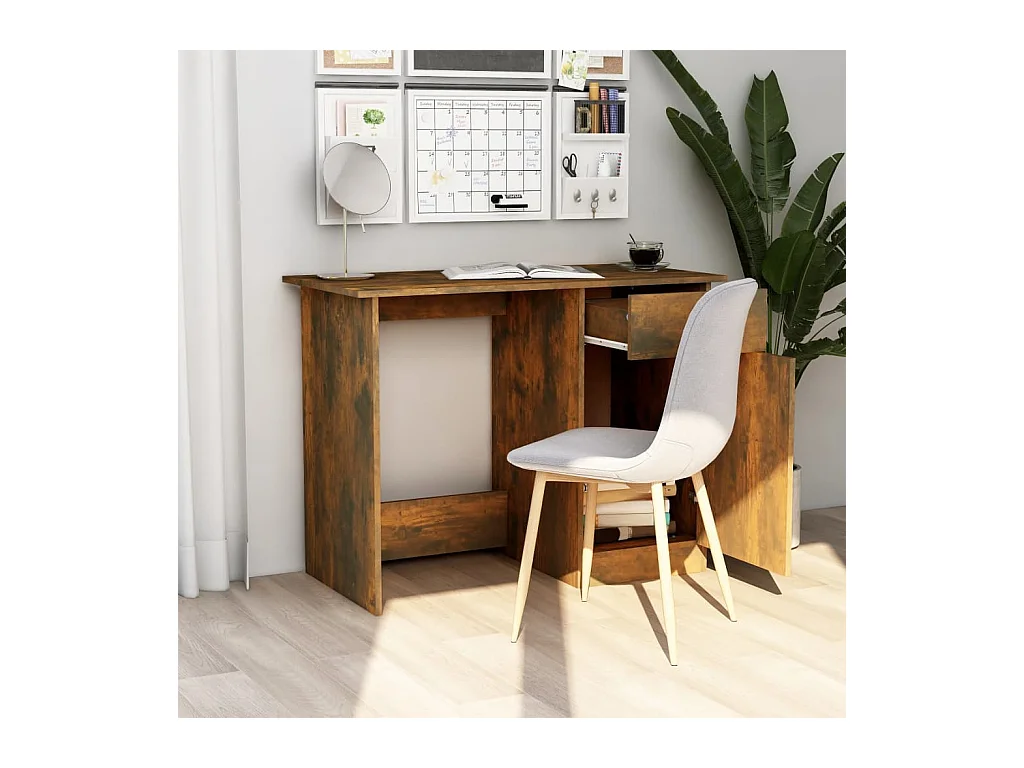 Gerookt eikenhouten bureau 100x50x76 cm, bewerkt hout