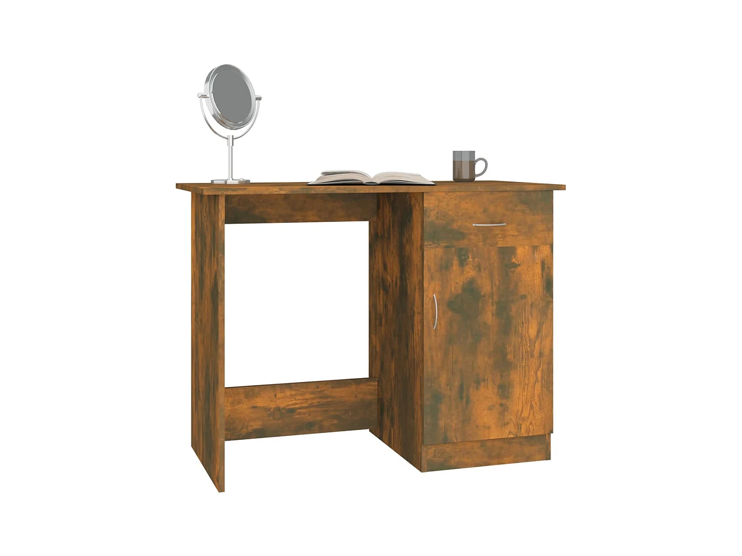 Gerookt eikenhouten bureau 100x50x76 cm, bewerkt hout