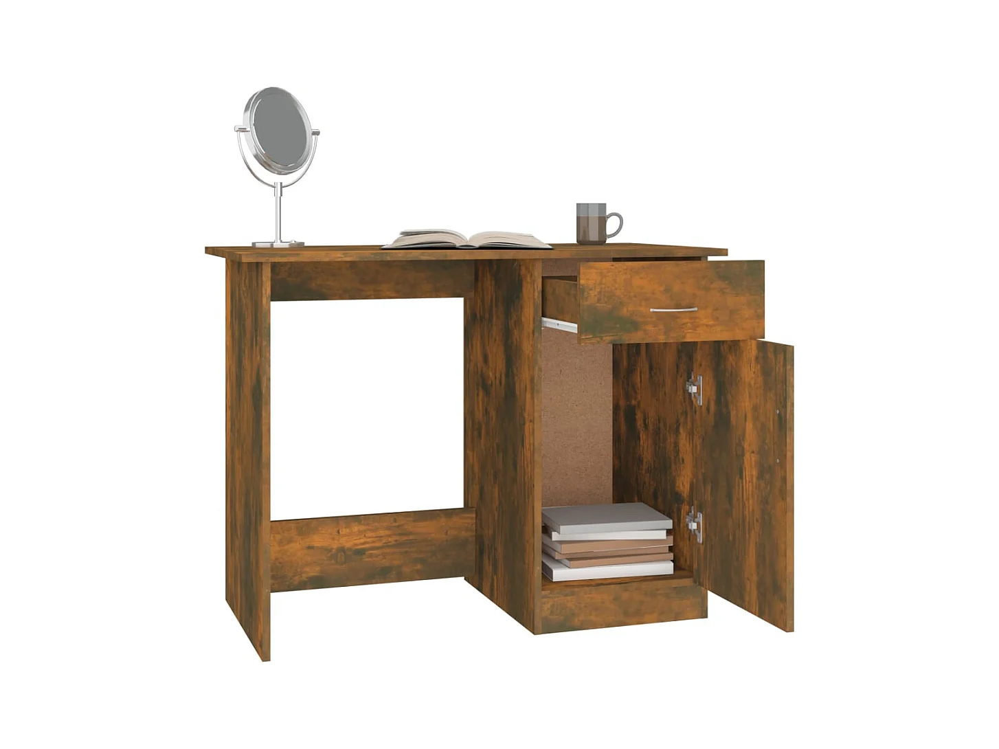 Gerookt eikenhouten bureau 100x50x76 cm, bewerkt hout