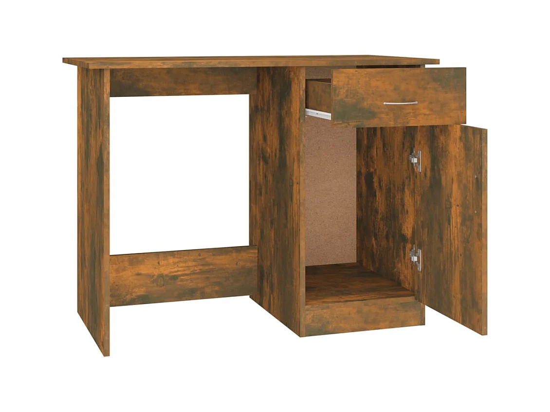 Gerookt eikenhouten bureau 100x50x76 cm, bewerkt hout