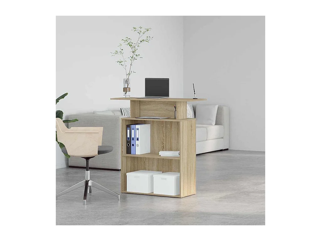 Bureau réception chêne sonoma 100x40x104 cm bois d'ingénierie