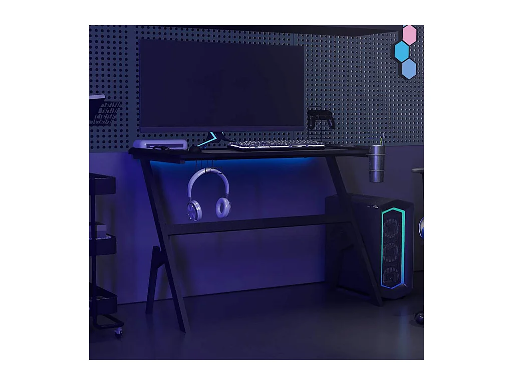 Y-vormig LED gamingbureau zwart 110x60x75 cm