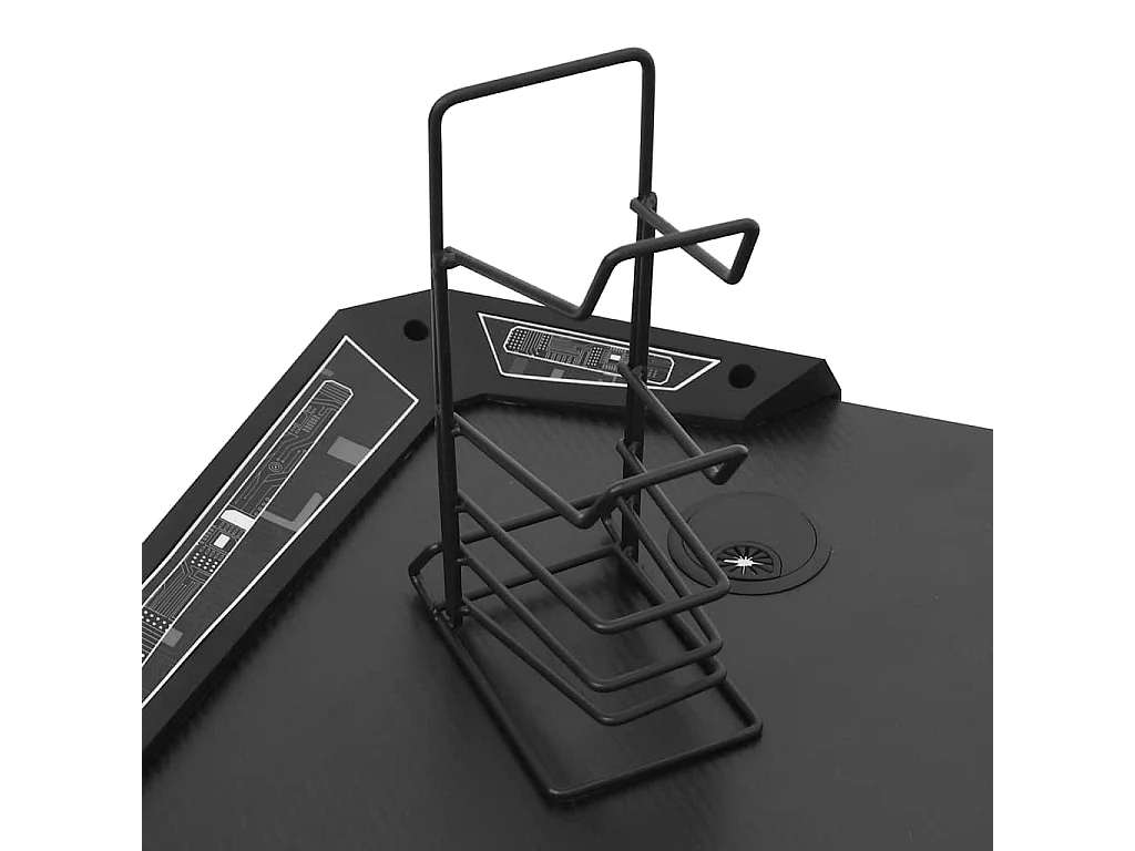 Scrivania da gioco LED a forma di Y nera 110x60x75 cm