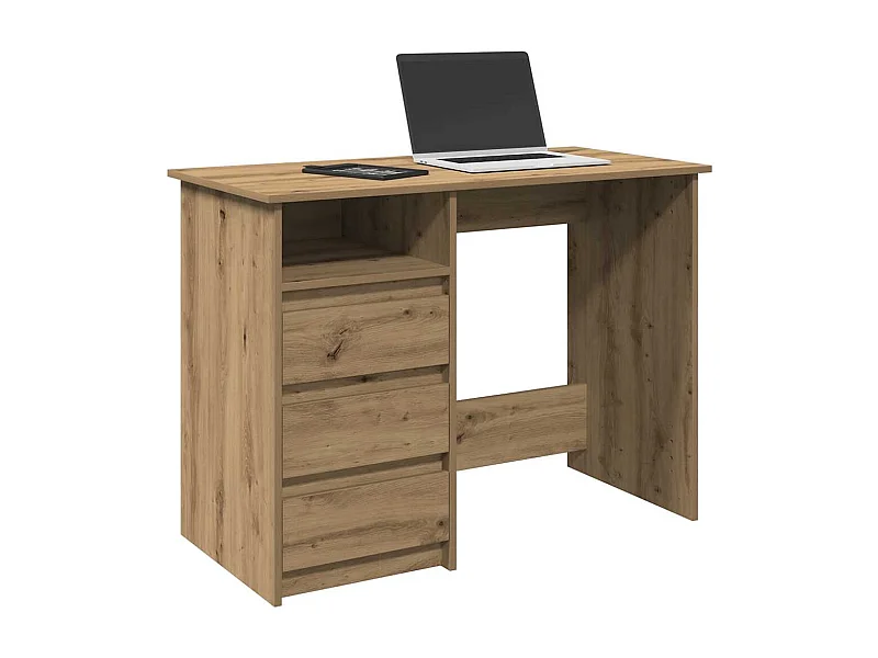 Bureau chêne artisanal 102x50x75 cm bois d'ingénierie