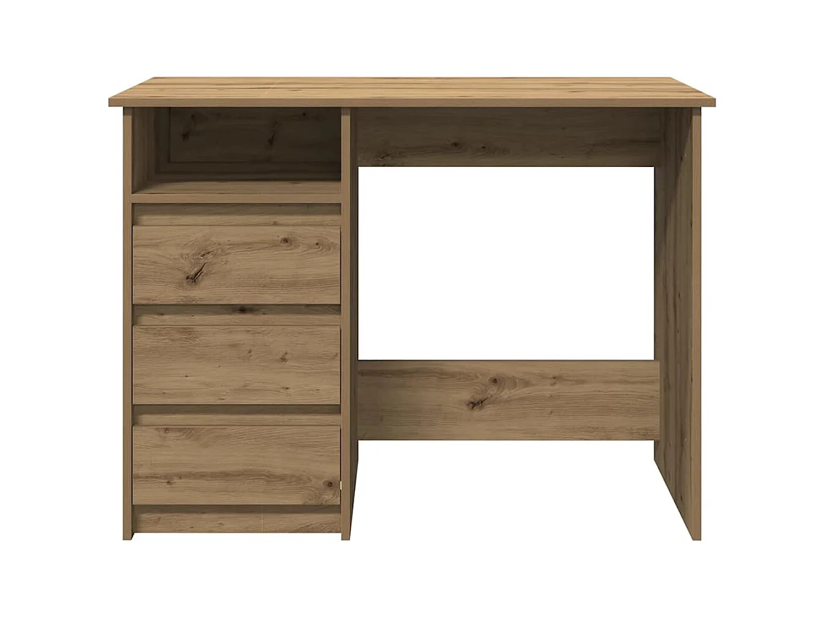 Bureau chêne artisanal 102x50x75 cm bois d'ingénierie