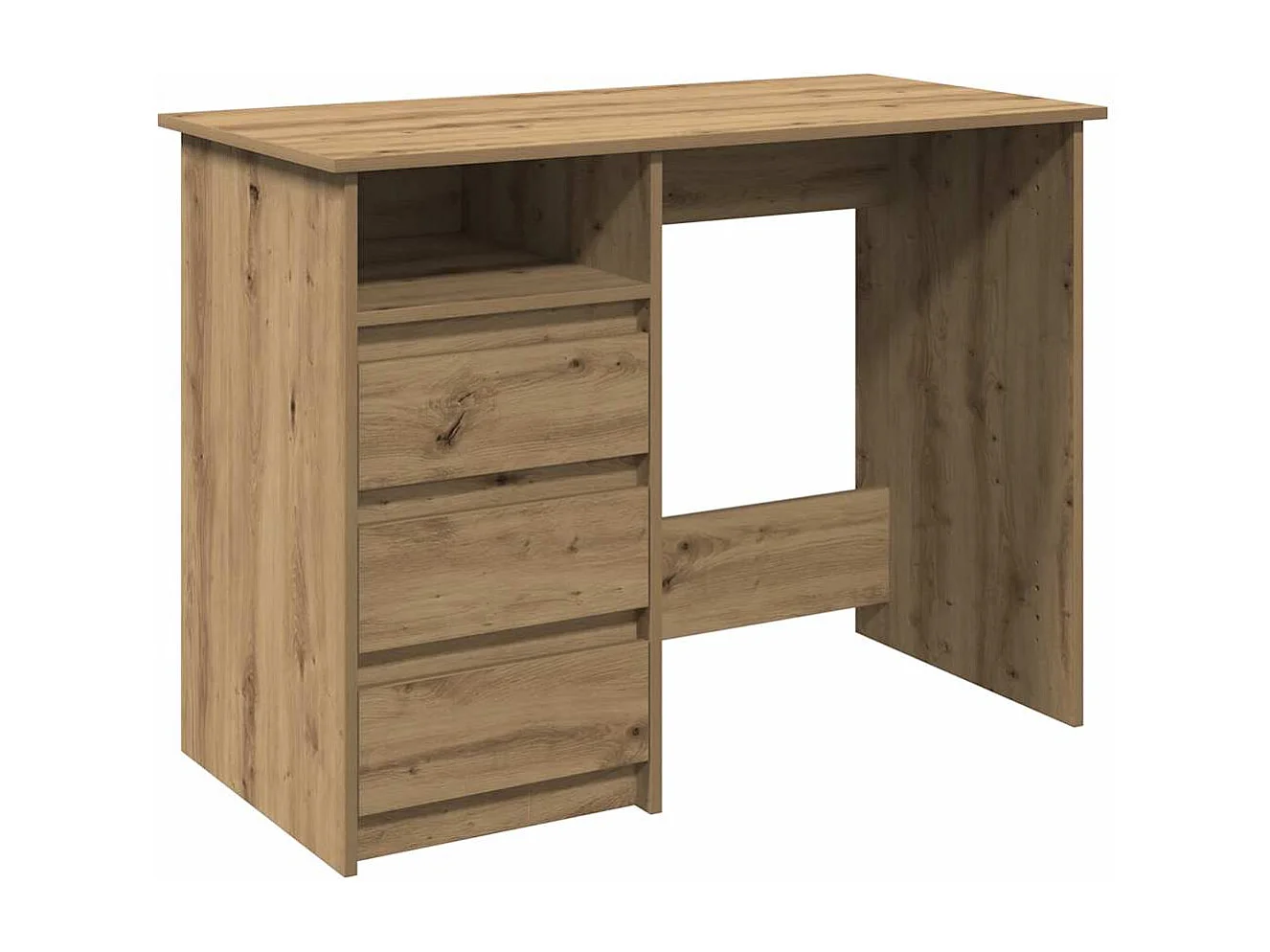 Bureau chêne artisanal 102x50x75 cm bois d'ingénierie