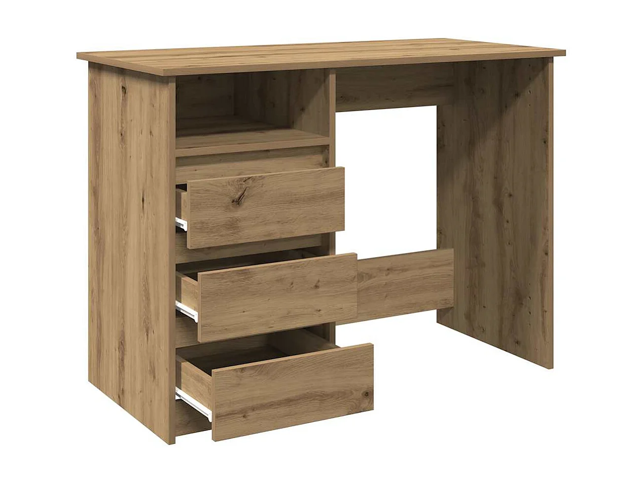 Bureau chêne artisanal 102x50x75 cm bois d'ingénierie