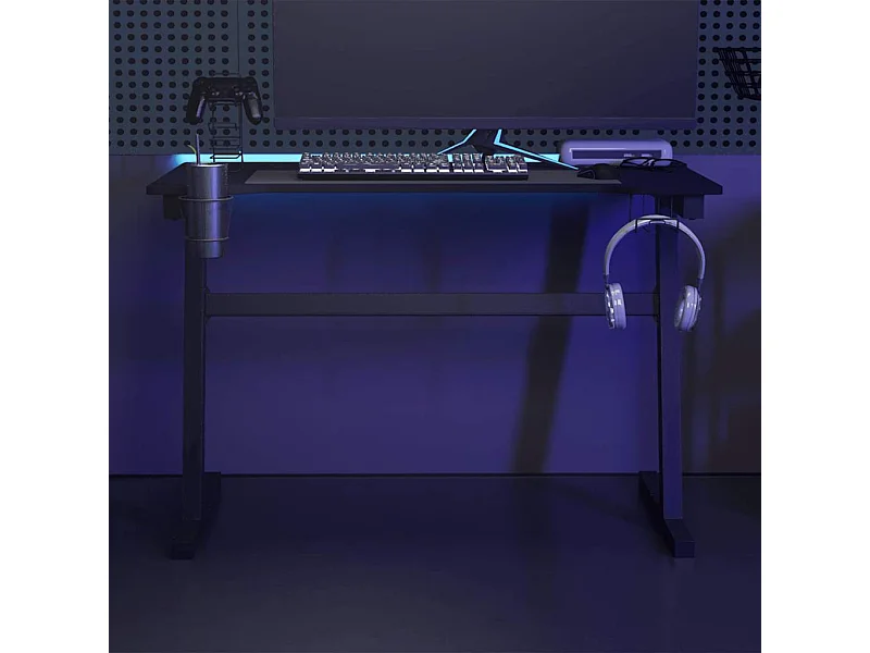 Z-vormig LED gamingbureau zwart 110x60x75 cm