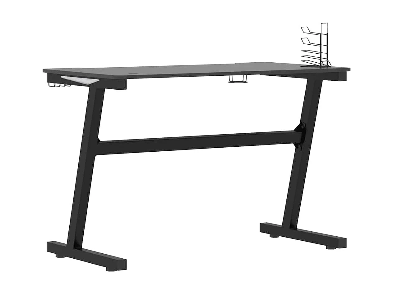 Z-vormig LED gamingbureau zwart 110x60x75 cm