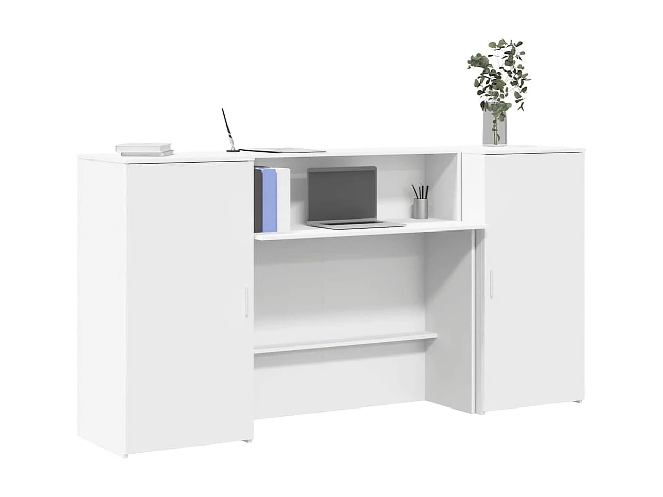 Bureau de réception blanc 200x50x103,5 cm bois d'ingénierie