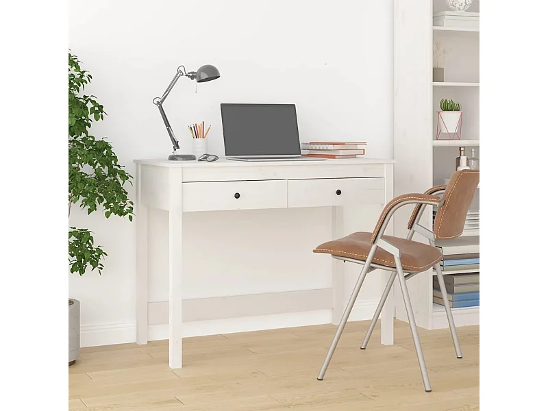 Scrivania con cassetti Bianca 100x50x78 cm Legno massello di pino