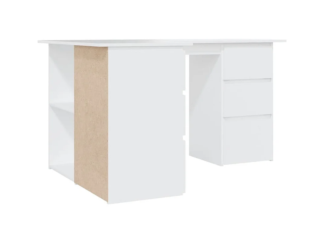 Scrivania angolare bianca 145x100x76 cm in legno ingegnerizzato