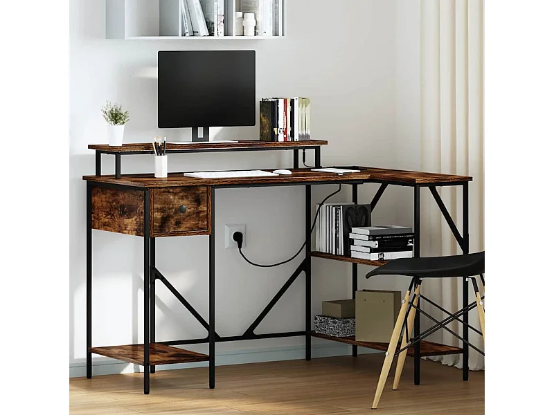 Gerookt eikenhouten bureau 120 x 79 x 86,5 cm bewerkt hout