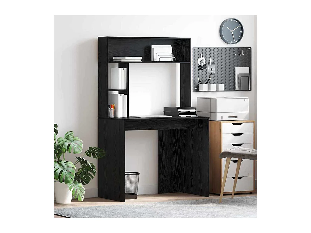 Scrivania in rovere nero 91 x 50 x 149 cm in legno ingegnerizzato