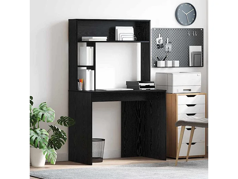 Scrivania in rovere nero 91 x 50 x 149 cm in legno ingegnerizzato