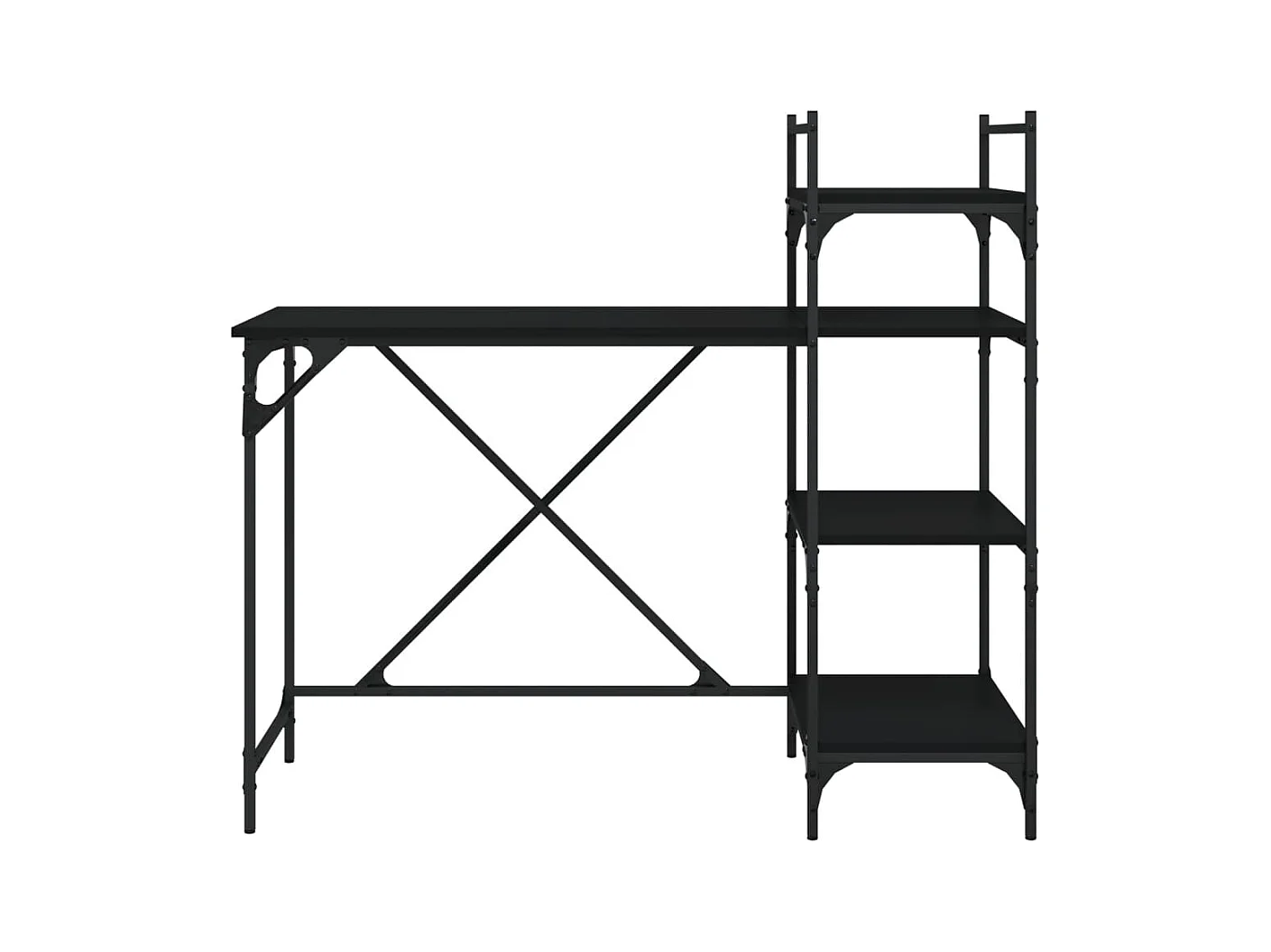 Escritorio de ordenador con estantes negro 120x47x109 cm