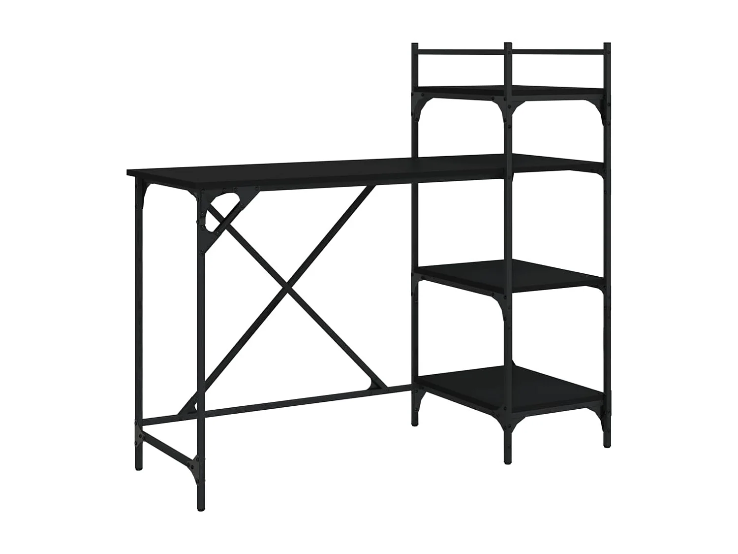 Escritorio de ordenador con estantes negro 120x47x109 cm